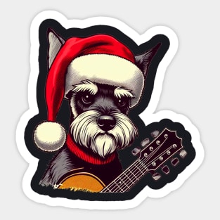 Perro schnauzer navideño con guitarra 1 Sticker